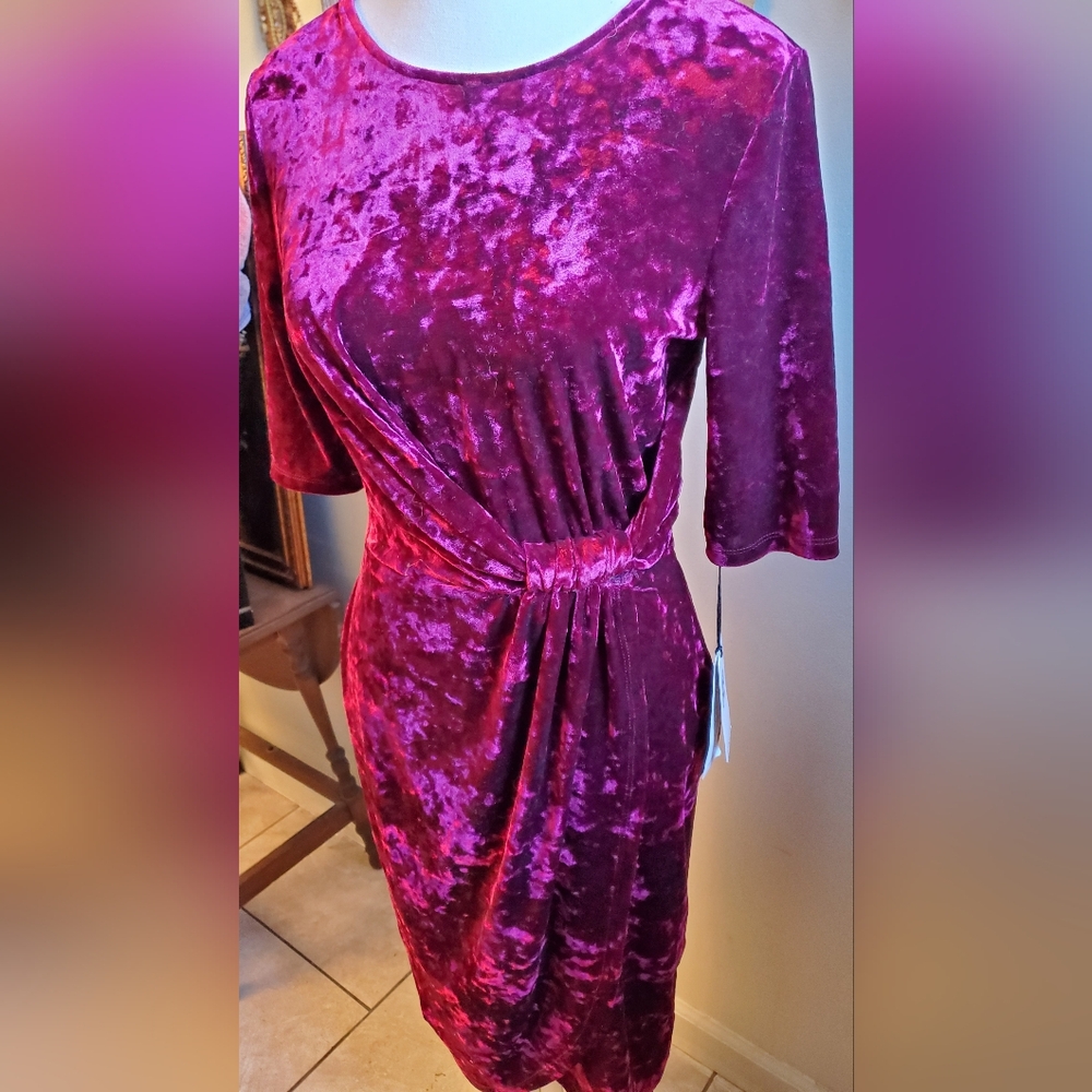 Ivanka Trump Velvet Dress in Rich Magenta